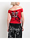 Ed Hardy Mary Off Shoulder Red Crop T-Shirt - Thumbnail image 2 of 7