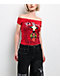 Ed Hardy Mary Off Shoulder Red Crop T-Shirt - Thumbnail image 1 of 7