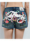 Ed Hardy Orchids Medium Vintage Blue Cutoff Shorts - Thumbnail image 3 of 7