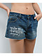 Ed Hardy Orchids Medium Vintage Blue Cutoff Shorts - Thumbnail image 4 of 7