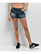 Ed Hardy Orchids Medium Vintage Blue Cutoff Shorts - Thumbnail image 2 of 7
