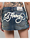 Ed Hardy Panther Dagger Dark Blue Cutoff Denim Mini Skirt - Thumbnail image 4 of 6