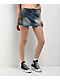 Ed Hardy Panther Dagger Dark Blue Cutoff Denim Mini Skirt - Thumbnail image 2 of 6