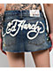 Ed Hardy Panther Dagger Dark Blue Cutoff Denim Mini Skirt - Thumbnail image 3 of 6