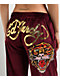 Ed Hardy Retro Tiger Burgundy Velour Track Pants - Thumbnail image 5 of 6