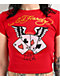Ed Hardy Rhinestone Aces Red Crop T-Shirt - Thumbnail image 3 of 5