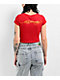 Ed Hardy Rhinestone Aces Red Crop T-Shirt - Thumbnail image 2 of 5