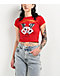 Ed Hardy Rhinestone Aces Red Crop T-Shirt - Thumbnail image 1 of 5