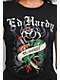 Ed Hardy Rose Rhinestone Cap Sleeve Black T-Shirt - Thumbnail image 3 of 6