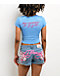 Ed Hardy Skull & Crossbones Blue Crop T-Shirt - Thumbnail image 2 of 6