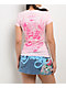 Ed Hardy Skull Flower Rhinestone Pink Crop T-Shirt  - Thumbnail image 2 of 4