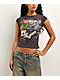 Ed Hardy Skull Roses Espresso Crop T-Shirt - Thumbnail image 1 of 4