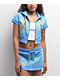 Ed Hardy Swallows Sky Blue Short Sleeve Crop Zip Hoodie - Thumbnail image 2 of 5