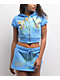 Ed Hardy Swallows Sky Blue Short Sleeve Crop Zip Hoodie - Thumbnail image 1 of 5