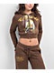 Ed Hardy Tiger Mountain Cocoa Crop Zip Hoodie - Thumbnail image 1 of 3