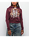 Ed Hardy Tigers Fig Burgundy Boxy Crop Zip Hoodie - Thumbnail image 1 of 5