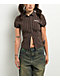 Empyre Alana Brown Pinstripe Button Up Shirt - Thumbnail image 1 of 4