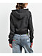 Empyre Angel Stripe Black & Grey Crop Zip Hoodie - Thumbnail image 2 of 3