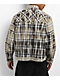 Empyre Bleach Stain Beige Plaid Boxy Crop Flannel Shirt - Thumbnail image 2 of 4