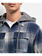 Empyre Browser Navy & White Plaid Hooded Zip Flannel Shirt - Thumbnail image 3 of 3