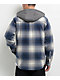 Empyre Browser Navy & White Plaid Hooded Zip Flannel Shirt - Thumbnail image 2 of 3