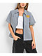 Empyre Buffy Blue & White Stripe Crop Work Shirt - Thumbnail image 1 of 4