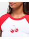 Empyre Cherry Lovin' Red & White Raglan Crop T-Shirt - Thumbnail image 3 of 4