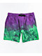Empyre Dixon Purple & Green Tie Dye Elastic Waist Shorts - Thumbnail image 1 of 3