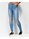 Empyre Drea High-Rise Exposed Button Light Wash Denim Jeggings - Thumbnail image 1 of 3