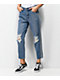 Empyre Eileen Checkered Striped Light Wash Mom Jeans