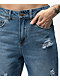 Empyre Eileen Rip and Repair Blue Distressed Denim Jeans - Thumbnail image 4 of 6