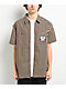 Empyre Glen Black, White & Brown Stripe Short Sleeve Zip Shirt - Thumbnail image 4 of 8