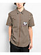 Empyre Glen Black, White & Brown Stripe Short Sleeve Zip Shirt - Thumbnail image 1 of 8