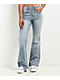 Empyre Glimmer Blossom Light Blue Wash Mid Rise Flare Jeans - Thumbnail image 1 of 5