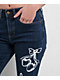 Empyre Glimmer Evening Dark Blue Mid Rise Flare Jeans - Thumbnail image 3 of 9