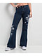 Empyre Glimmer Evening Dark Blue Mid Rise Flare Jeans - Thumbnail image 1 of 9