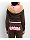 Empyre Joan Faux Fur Brown & Pink Zip Up Hoodie - Thumbnail image 2 of 5