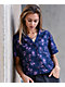 Empyre Kidd Mix Print Blue & Pink Crop Button Up Shirt - Thumbnail image 1 of 4