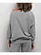 Empyre Lia Off Shoulder Applique Grey Crewneck Sweatshirt - Thumbnail image 2 of 5