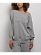 Empyre Lia Off Shoulder Applique Grey Crewneck Sweatshirt - Thumbnail image 1 of 5