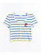 Empyre Paris Button Front Blue Stripe Crop Top - Thumbnail image 1 of 5