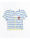 Empyre Paris camiseta corta con rayas abotonada en el frente azul