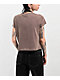 Empyre Ricky Deep Taupe Wash Crop T-Shirt - Thumbnail image 2 of 4