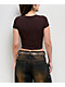 Empyre Sara Brown Ribbed Crop T-Shirt - Thumbnail image 2 of 3