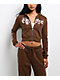 Empyre Scene Brown Crop Zip Hoodie - Thumbnail image 1 of 13