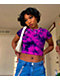 Empyre Seriya Pink & Purple Tie Dye Crop T-Shirt