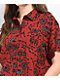 Empyre Sonya Skull Wine Crop Short Sleeve Button Up Shirt - Thumbnail image 3 of 3