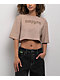 Empyre Tavia Brown Wash Boxy Crop T-Shirt - Thumbnail image 1 of 3
