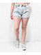 Empyre Tori Blue Pleated Denim Skate Shorts - Thumbnail image 3 of 7