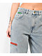 Empyre Tori Light Blue Wash Zippered Cargo Skate Jeans - Thumbnail image 4 of 7